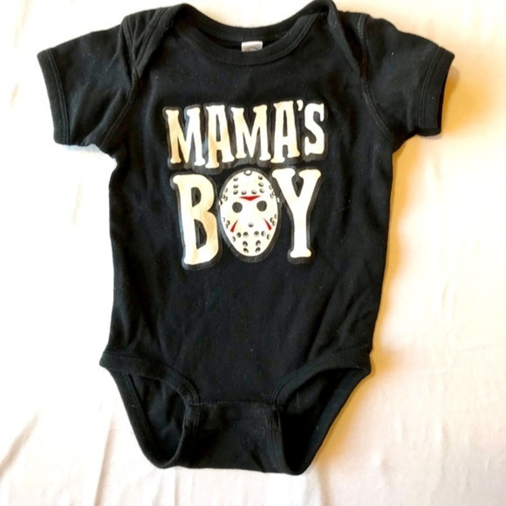 Rabbit Skins Black "Mama's Boy" Onesie-Size 12 Months